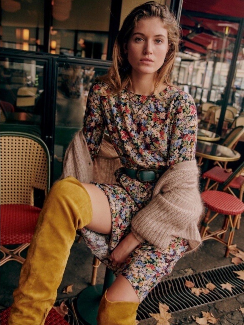 Sezane Louisa Midi Dress Falling is Blooming 34 size 2
